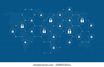business internet cyber security and business data protection concept. flat illustration abstract network connection background banner design