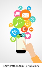 Business Internet on  Different Electronic Devices Concept. Vector Illustration
