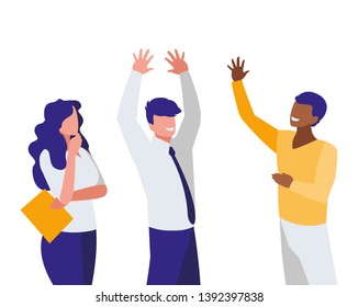 business interracial people teamwork characters