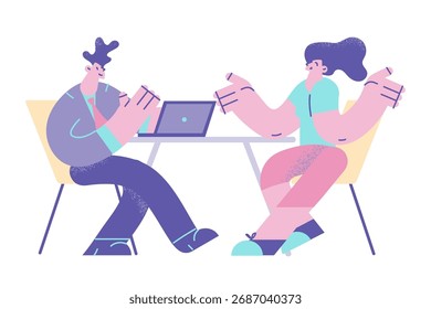 Entrevista de negócios e conceito de recursos humanos. Empresários sentados tendo uma discussão durante a entrevista de emprego para o conceito de vetor de vaga da empresa