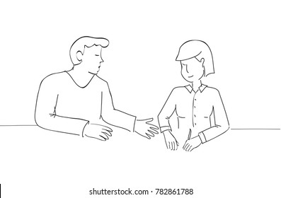 Business interview isolated on white background. For web site, marketing, presentation materials and advertising. Creative modern concept, vector illustration.