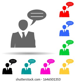 business interview multi color style icon. Simple glyph, flat vector of hr and heat hunting icons for ui and ux, website or mobile application