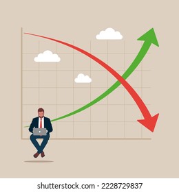 Business with inverted yield curve. Business inflation.  Flat modern vector illustration