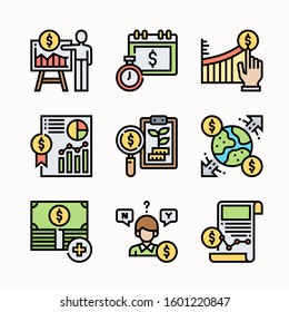Business invesment Set of Color vector icons