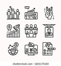 Business Invesment Vector Line Icons Set