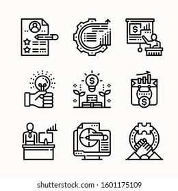 Business Invesment Vector Line Icons Set