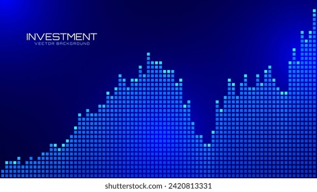 Business Invest Finance Graph Chart of Stock Market Trading Blue Background. Digital Financial Investment Backdrop. Abstract Fintech Crypto Currency Graph Vector Illustration.