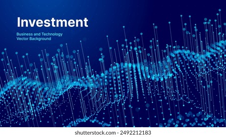 Business Invest Finance Graph Chart of Stock Market Trading Blue Background. Digital Financial Investment Big Data Graph Backdrop. Abstract Statistics Stock Market Lines. Vector Illustration.