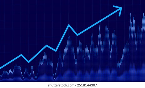 Gráfico de Financiamento de Investimento Comercial do Mercado de Ações Plano de Fundo Azul de Negociação. Fundo de Investimento Financeiro Digital. Gráfico de Linhas do Mercado de Ações. Ilustração de vetor.