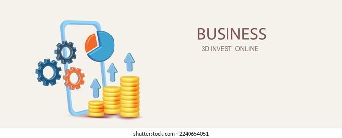  business invest online icon concept on phone illustrations abstract illustrations 3d vecter minimal 