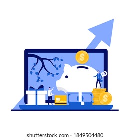 Business investment concept with character. Businessmen, investors, entrepreneurship making profitable deal and receiving income. Modern flat style for landing page, mobile app, hero images.