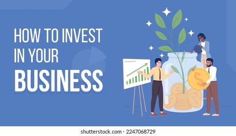 Business investment flat vector banner template. Improve profitability. Company development poster, leaflet printable color designs. Editable flyer page with text space. Bebas Neue font used