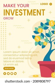 Business Investment Flyer Template Flat Design Illustration Editable of Square Background Suitable for Social media, Greeting Card and Web Internet Ads