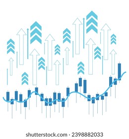 Business investment graph arrow up to success. Graph technology to success. financial data increase strategy. market chart profit money.  ビジネス投資グラフの成功への矢印。 テクノロジーを成功に導く。 財務データ増加戦略。 市場チャートの利益のお金。