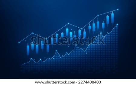 business investment graph growth to success technology on blue dark background. financial data strategy. stock market trading chart profit money. bullish trend up. vector illustration fantastic.