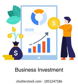 Business investment growth illustration in flat style
