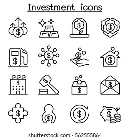 Business & Investment icon set in thin line style