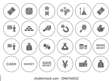 business Investment icons set - money banking sign and symbols