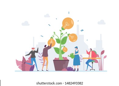 Business Investment Idea Vector Illustration Concept Showing business investor collecting ideas, Suitable for landing page, ui, web, App intro card, editorial, flyer, and banner.