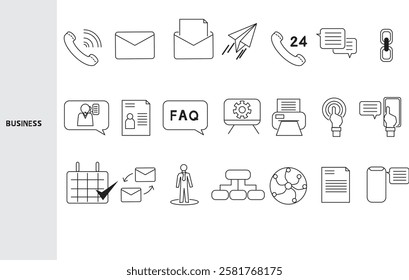 Business and Investment ,Business investment is investing a large amount of money for business profit. Set of line icons for business. Outline symbols collection. , Editable strokes.