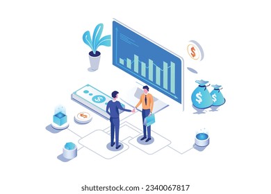 Business Investment  Isometric Concept Langding Page