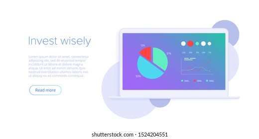 Business investment isometric vector illustration. Data analytics for company marketing solutions or financial performance. Budget accounting or statistics concept.