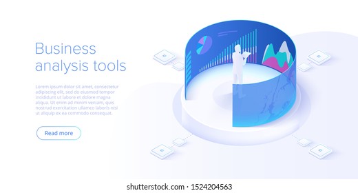 Business investment isometric vector illustration. Data analytics for company marketing solutions or financial performance. Budget accounting or statistics concept.