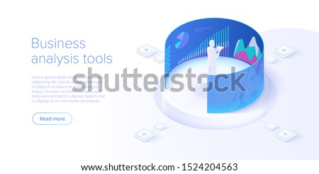 Business investment isometric vector illustration. Data analytics for company marketing solutions or financial performance. Budget accounting or statistics concept.