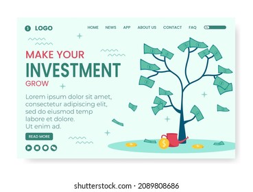 Business Investment Landing Page Template Flat Design Illustration Editable of Square Background Suitable for Social media, Greeting Card and Web Internet Ads 