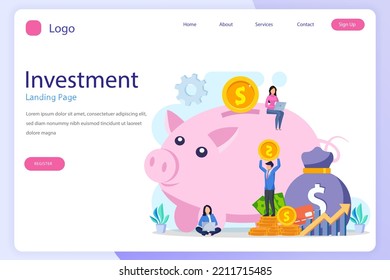 Business investment landing page website flat vector template