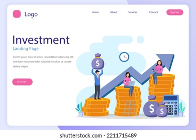 Business investment landing page website flat vector template