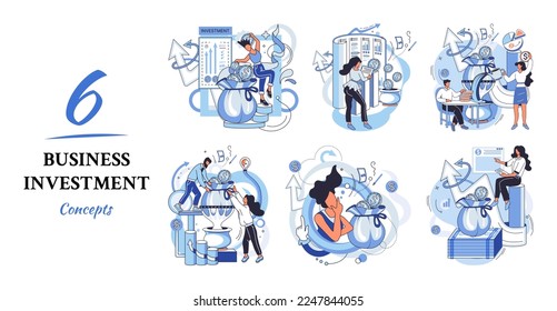 Business investment metaphor. Investment capital for profit and income multiplying. Buying shares and funds, modern economy. Investor strategy, financing business activities. Active or passive income