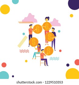 Business investment modern flat design concept. Money and people concept. Profit or financial growth design concept. Dollar coin. Business success.
