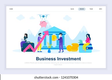 Business investment modern flat design concept. Money and people concept. Landing page template. Conceptual flat vector illustration for web page, website and mobile website.