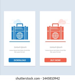 Business, Investment, Modern, Globe  Blue and Red Download and Buy Now web Widget Card Template