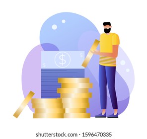 Business investment and money savings illustration. Fees and funding metaphors. Vector isolated concept metaphor illustrations on white background with character.