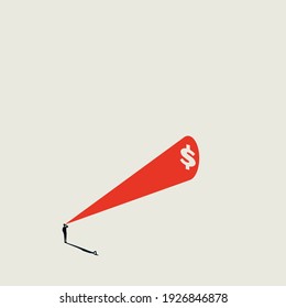 Business investment opportunity vector concept with man looking for profit. Symbol of success, growth. Eps10 illustration.
