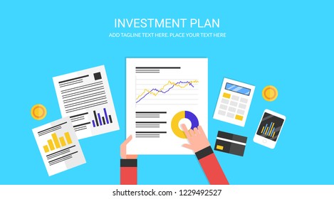 Business investment, Investment planning, financial expert advice flat vector banner