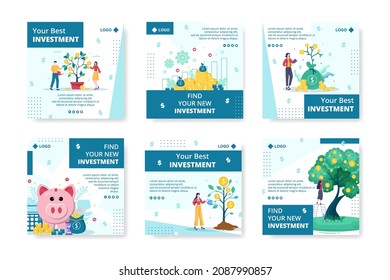 Business Investment Post Template Flat Design Illustration Editable Of Square Background Suitable For Social Media, Greeting Card And Web Internet Ads