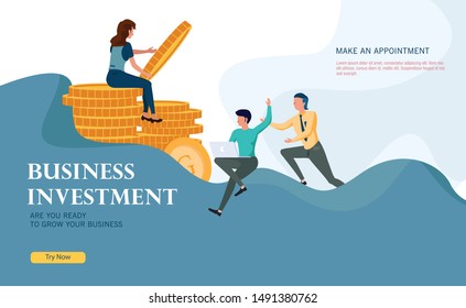 business investment program with flat design concept 