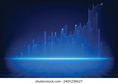 business investment and stock market graph going uptrend, concept of growing upside share market