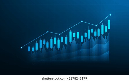 tecnología de crecimiento de la gráfica de crecimiento de la bolsa de valores de inversión empresarial. candlestick de la revista finance forex trade. Tendencias de la economía estadísticas de mercado. ilustración vectorial fantástica.