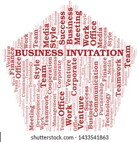 Business Invitation word cloud. Collage made with text only.