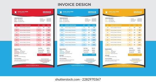 Business invoice design for corporate office money bills