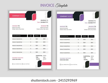 Business Invoice design form price. vector illustration bill form price invoice.
