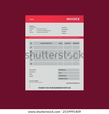 Business invoice design, invoice template design for business