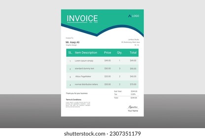 business invoice design template vector poster