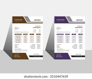 Business invoice design template vector illustration bill form price invoice. professional invoice design. clean invoice template vector design.