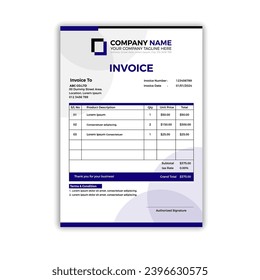 Business Invoice design vector eps. 