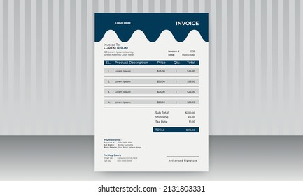 Business Invoice design vector template Blue Color
